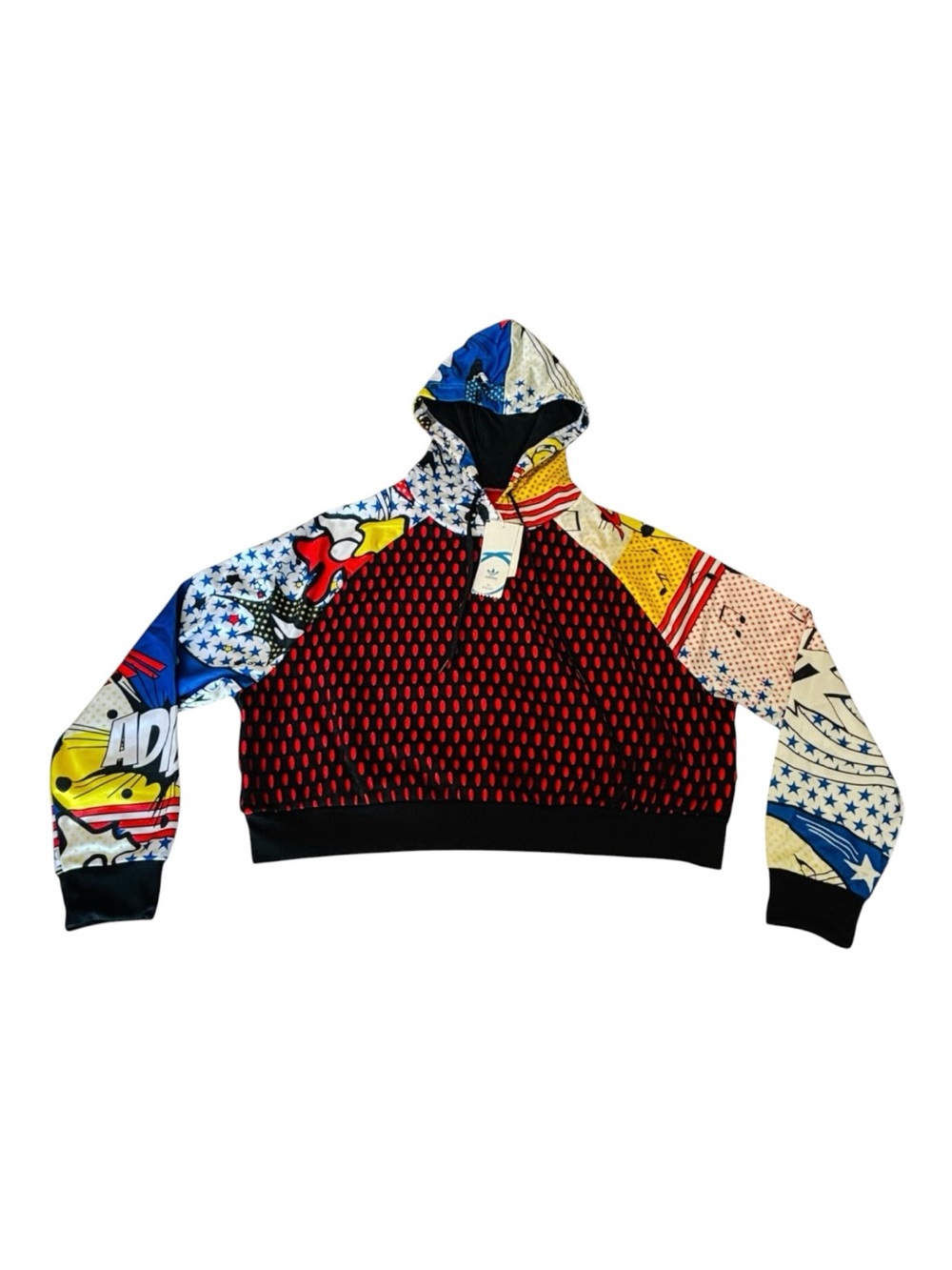 Adidas Originals Rita Ora Super Hoodie Womens XL Pop Art Mesh Cropped NWT 2015